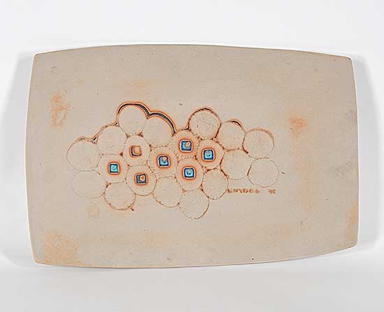 #195 ~ Lindoe - Untitled - Bubble Platter with Blue Detail