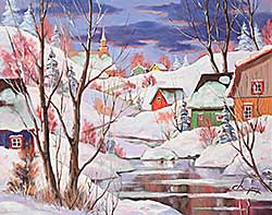 #184 ~ Langevin - Untitled - Houses Along the River
