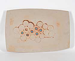 #195 ~ Lindoe - Untitled - Bubble Platter with Blue Detail