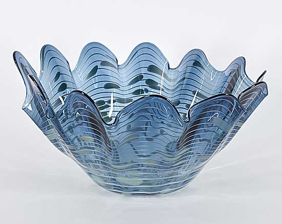 #2026 ~ Bavin - Untitled - Blue Bowl with Circles and Lines