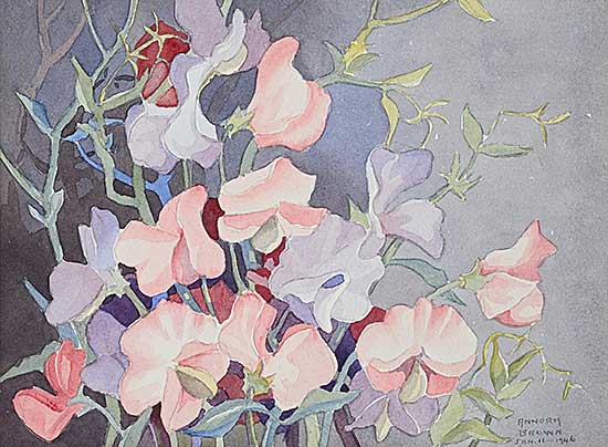 #2055 ~ Brown - Untitled - Sweet Pea Flowers