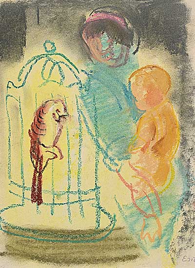 #2143 ~ Goldberg - Mother and Child with Parrot