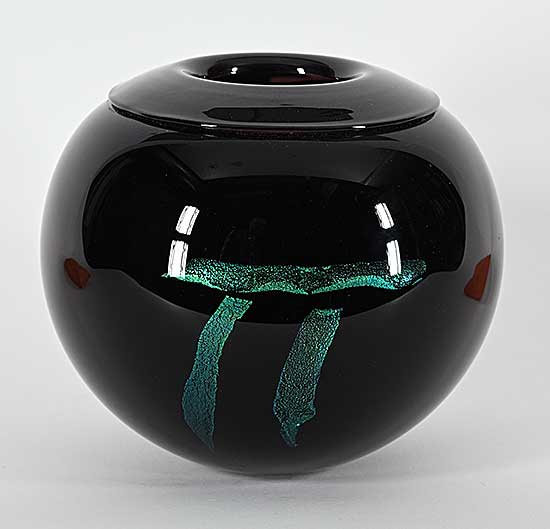 #2149 ~ Hall - Untitled - Black and Green Pot with Symbol II