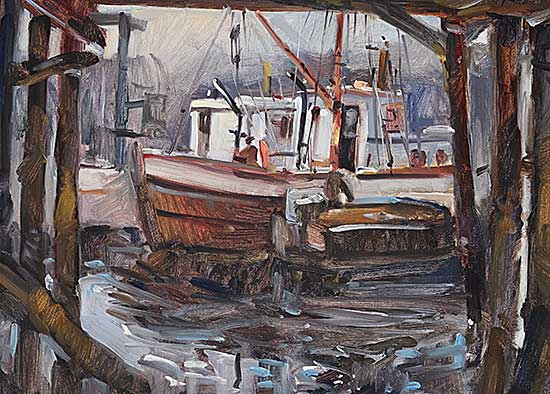 #2166 ~ Heighton - Untitled - Boats in the Harbour