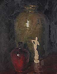 #2141 ~ Godwin - Untitled - Sill Life with Figurine and Vases
