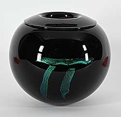 #2149 ~ Hall - Untitled - Black and Green Pot with Symbol II