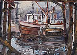 #2166 ~ Heighton - Untitled - Boats in the Harbour