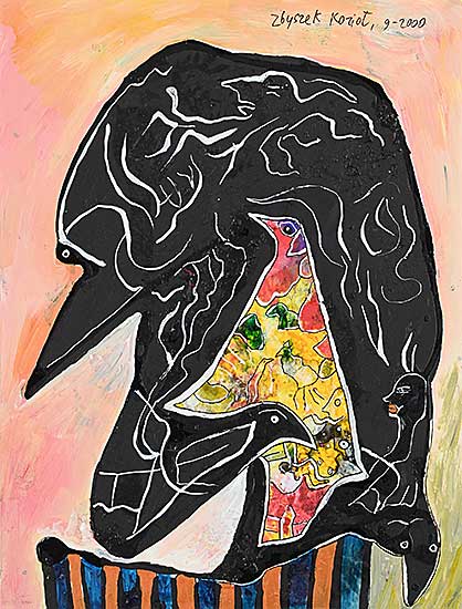 #2190 ~ Koziol - Untitled - Bird and Human Abstract