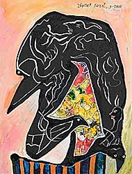 #2190 ~ Koziol - Untitled - Bird and Human Abstract