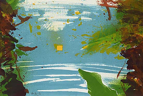 #2314 ~ Rayner - Untitled - Blue, Yellow and Brown Abstract  #11/27