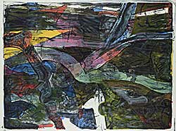 #2305 ~ Phillips - Untitled - Colourful Abstract with Yellow Triangle  #8/12
