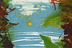 #2314 ~ Rayner - Untitled - Blue, Yellow and Brown Abstract  #11/27
