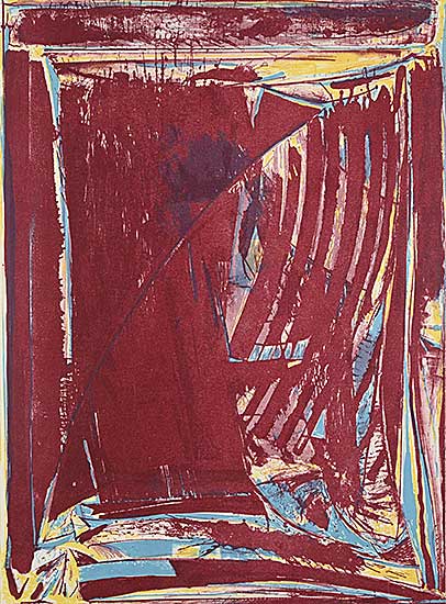 #2353 ~ Shuebrook - Untitled - Burgundy, Blue and Yellow Abstract  #12/30