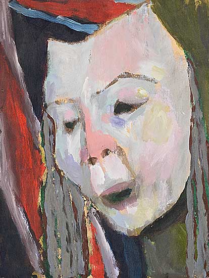#1057 ~ Wood - Study - Old Woman Mask with Jack