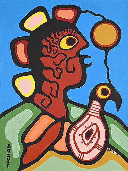 #1146 ~ Bedwash - Untitled - Medicine Man and Spirit Bird