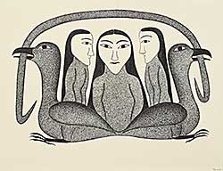#1127 ~ Ashevak - Untitled - Women and Birds