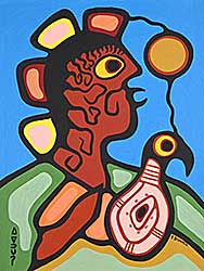 #1146 ~ Bedwash - Untitled - Medicine Man and Spirit Bird