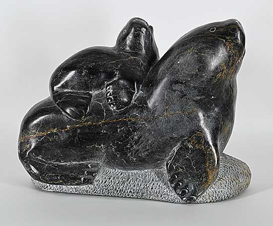 #1196 ~ Inukpuk - Untitled - Walrus with Pup on its Back