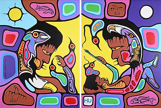#1218 ~ Jacobson - The Birth of Norval Morrisseau [Diptych]