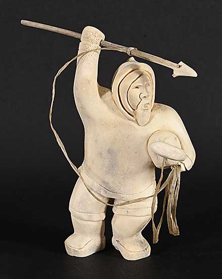 #1242 ~ Kayakjuak - Untitled - Hunter with Harpoon and Float