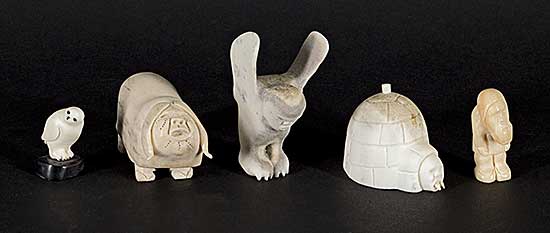 #1246 ~ Kayakjuak - Lot of Five Small Inuit Sculptures