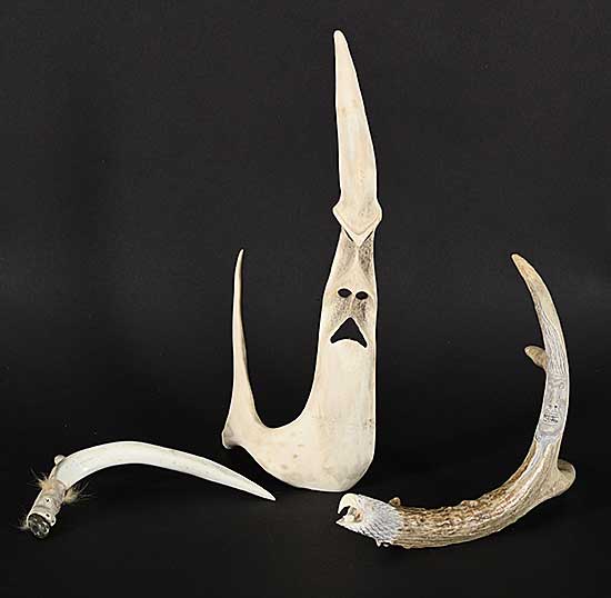 #1377 ~ School - Three Antler Carvings