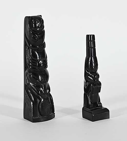 #1378 ~ School - Two Argillite Totems