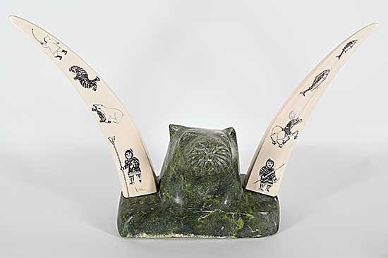 #1394 ~ Shaa - Untitled - Animal Bust with Scrimshaw