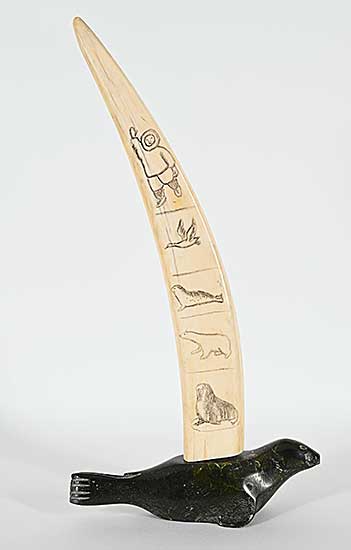 #1403 ~ Shaqu - Untitled - Scrimshaw with Seal Base