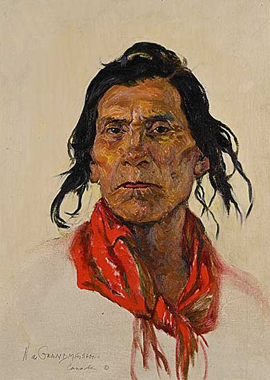 #105 ~ de Grandmaison - Untitled - Portrait of a Man with Red Scarf