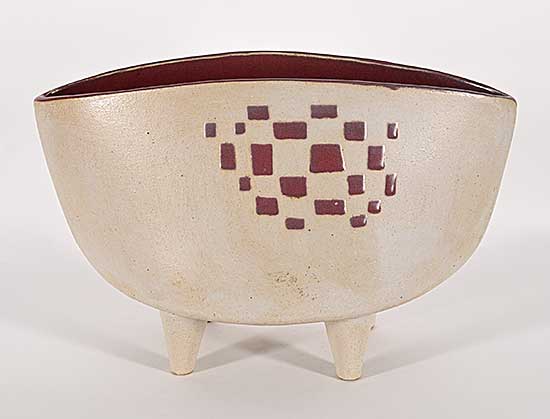 #246 ~ Lindoe - Untitled - Beige and Purple Asymmetrical Vase