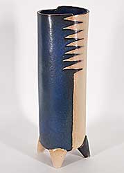 #247 ~ Lindoe - Untitled - Footed Zigzag Vase