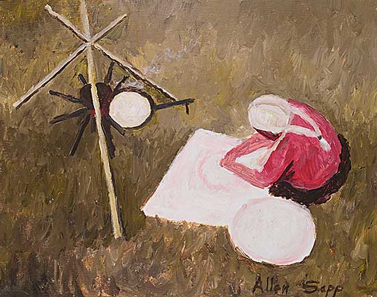 #325 ~ Sapp - Grandmother Making Bannock, Cooking Outside