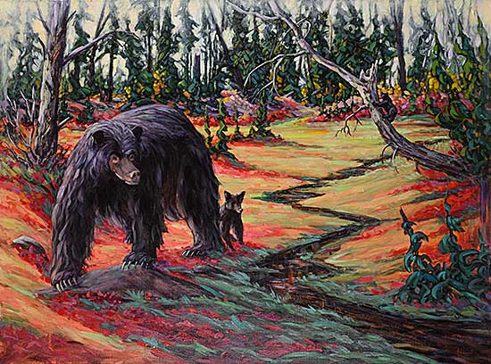 #394 ~ Wood - Untitled - Mama and Cub